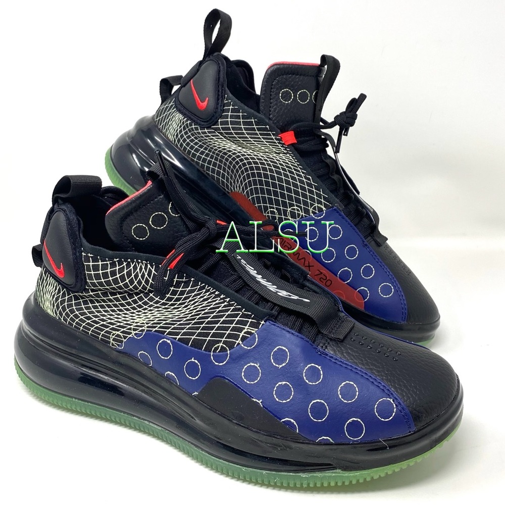 Nike Air Max 720 Waves Leather Blue Mens Sneakers - Picture 3 of 12